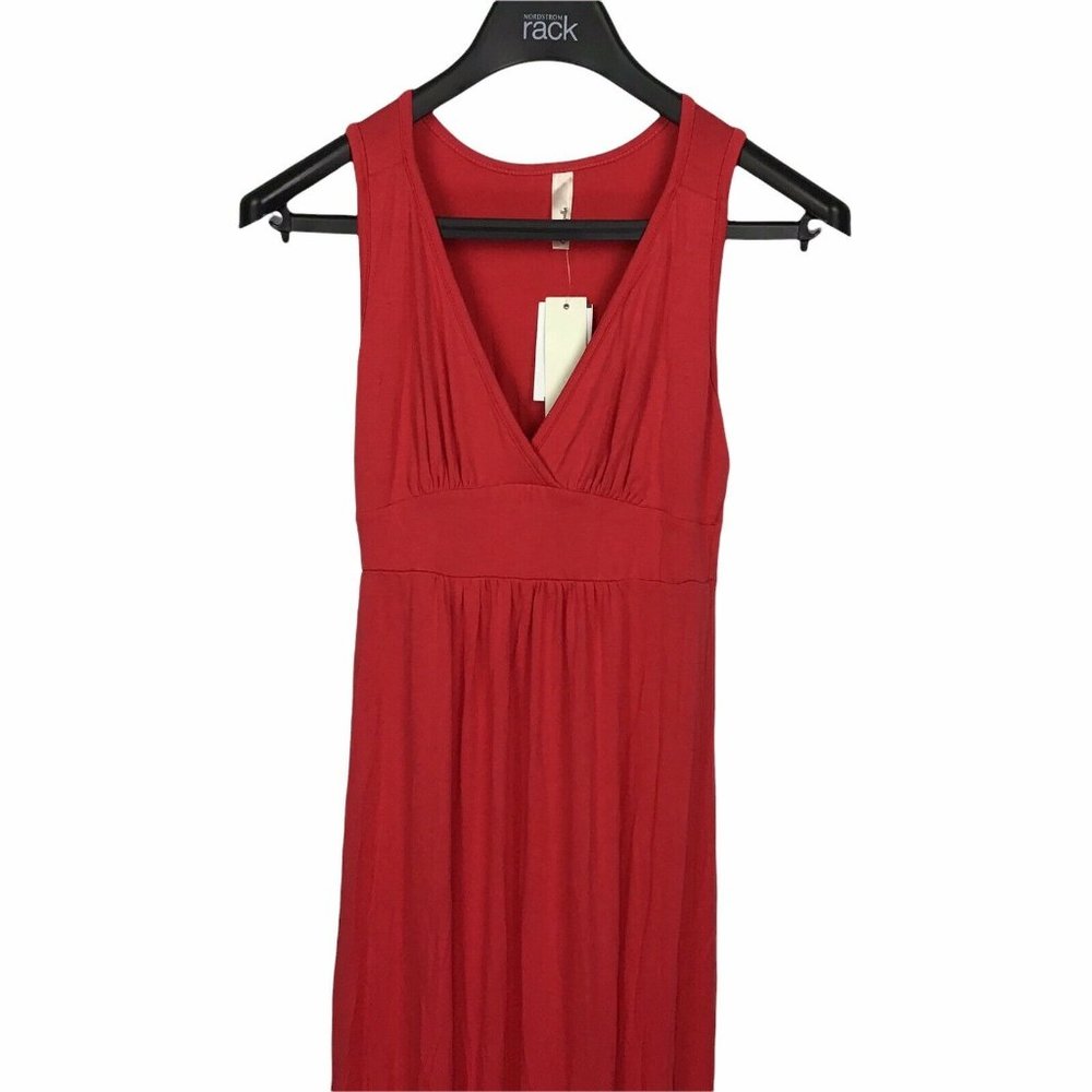Loveappella V-Neck Jersey Long Maxi Dress Empire Waist V-neck Pink Womens Small - Picture 3 of 7